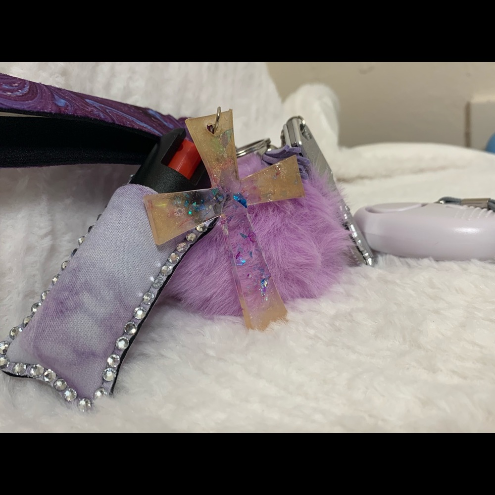 Bedazzled customized self defense keychain